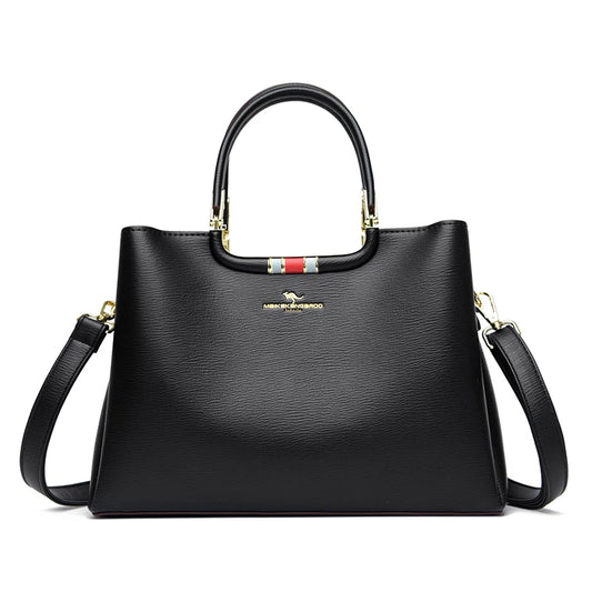 Handväska för dam - läder svart framifrån