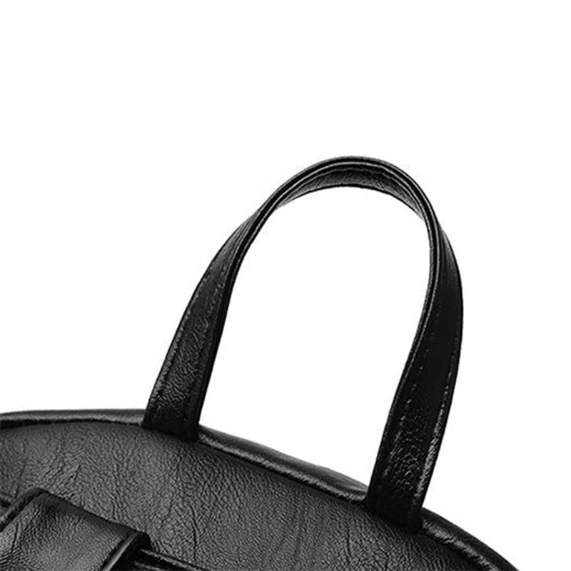 Ryggsäck i läder - dam svart handtag